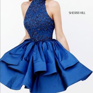 Sherri Hill Style 32338 Short Dress - Navy Size 10